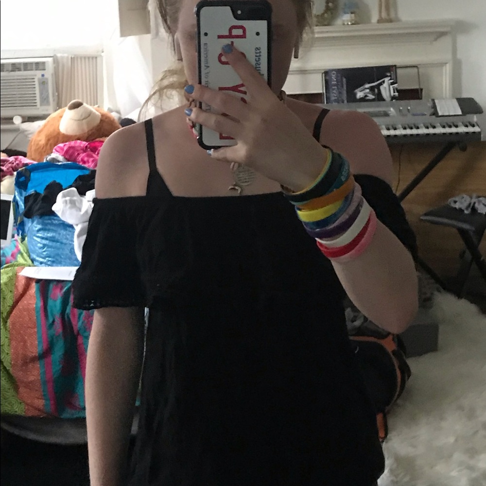 Black off the shoulder top